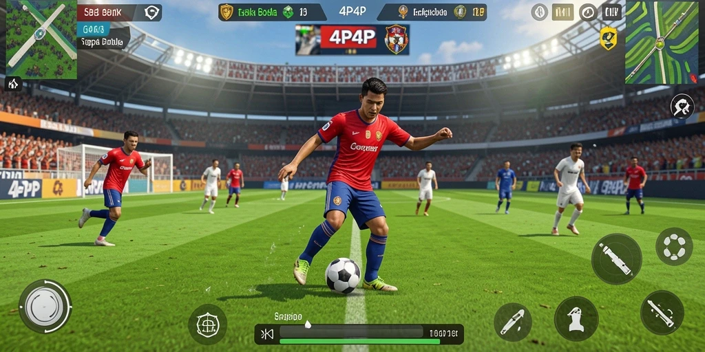 Tampilan gameplay seru dalam game sepak bola 4P4P.