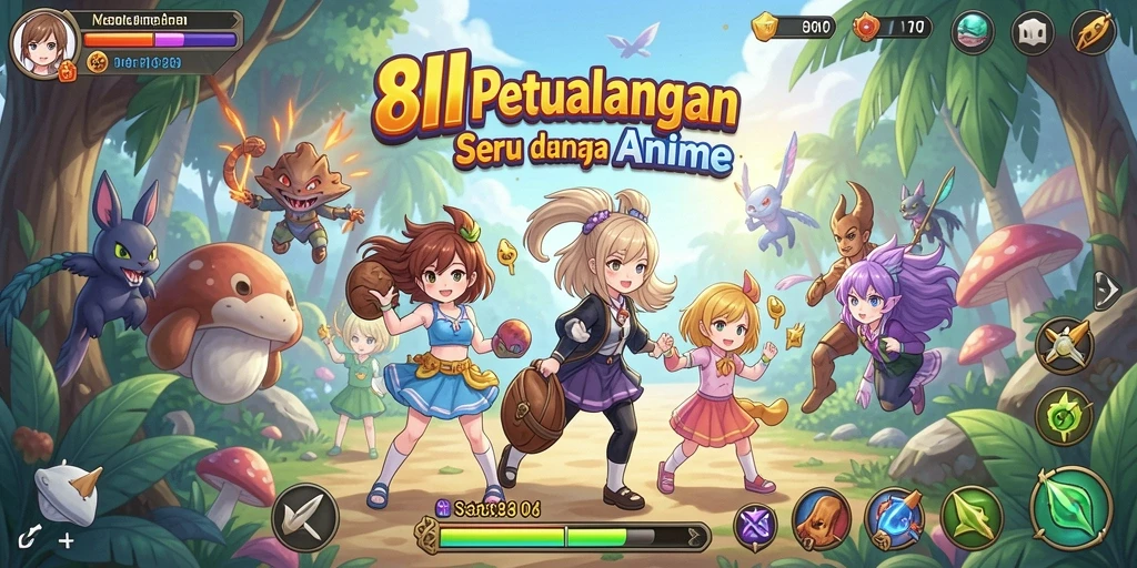 Tampilan gameplay seru dalam dunia <strong>8II</strong> yang penuh karakter anime menarik.