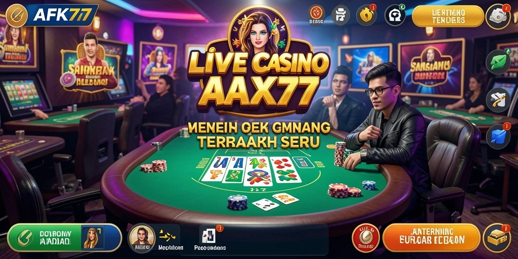 Screenshot gameplay AFK77 menampilkan suasana Live Casino yang mengasyikkan.