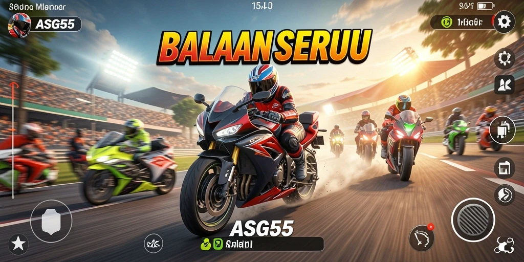 Gameplay seru ASG55 dengan balapan motor yang mendebarkan.