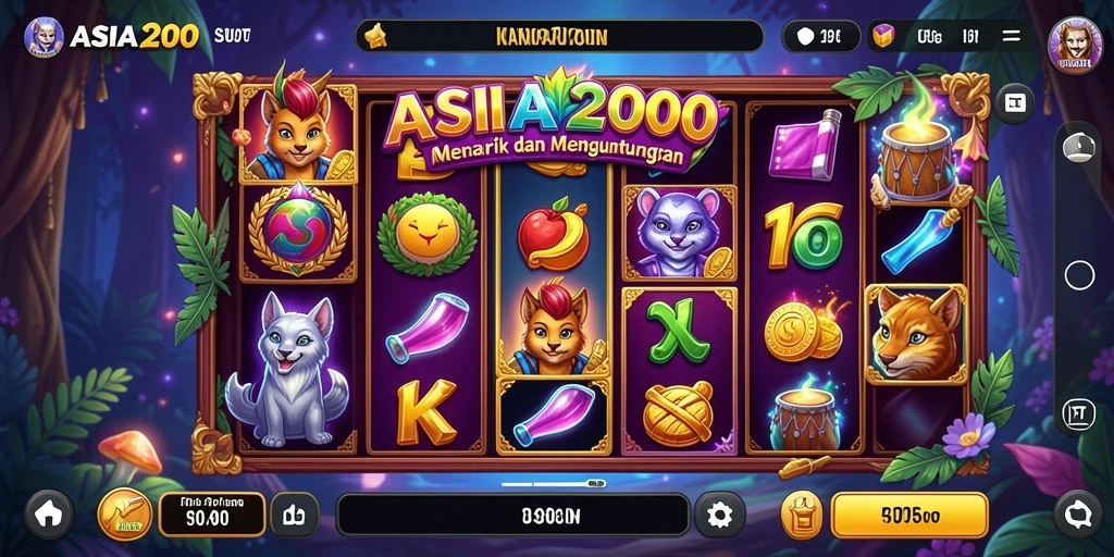Screenshot utama ASIA200 menampilkan gameplay Slot yang mendebarkan.