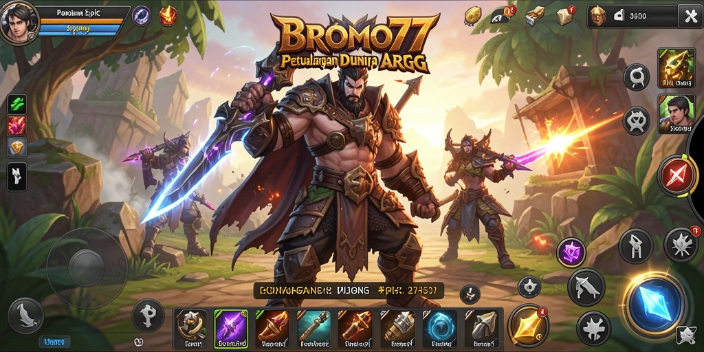 Tampilan menarik dari gameplay BROMO77 dengan karakter dan monster yang beragam.