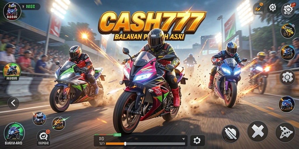 Gameplay seru di <strong>CASH777</strong> dengan aksi balapan motor yang mendebarkan.