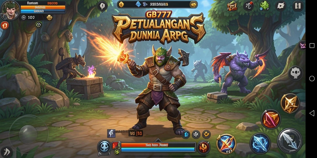 Tampilan epik gameplay ARPG di GB777 saat bertarung melawan bos.