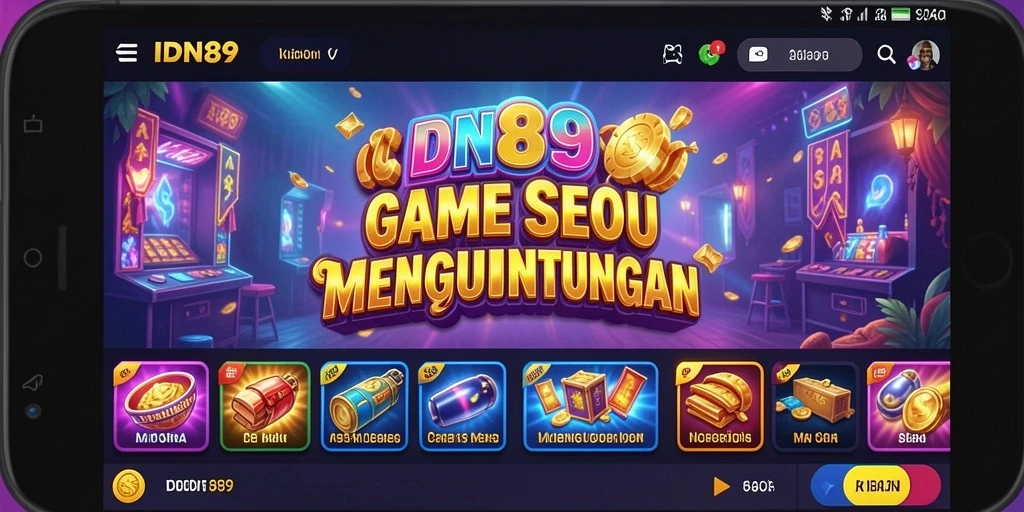 Tampilan gameplay Slot IDN89 yang menarik dan penuh warna.