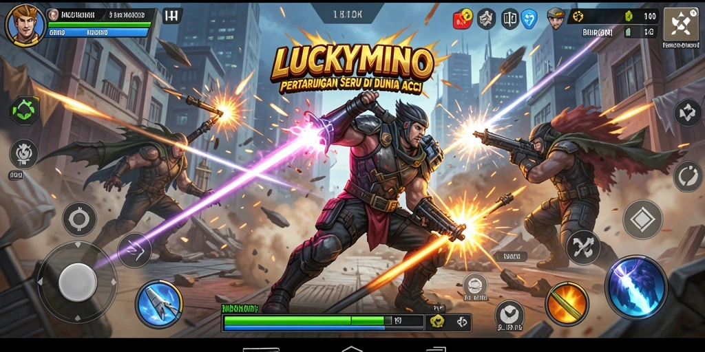 Tangkapan layar menunjukkan aksi mendebarkan di LUCKYMINO.