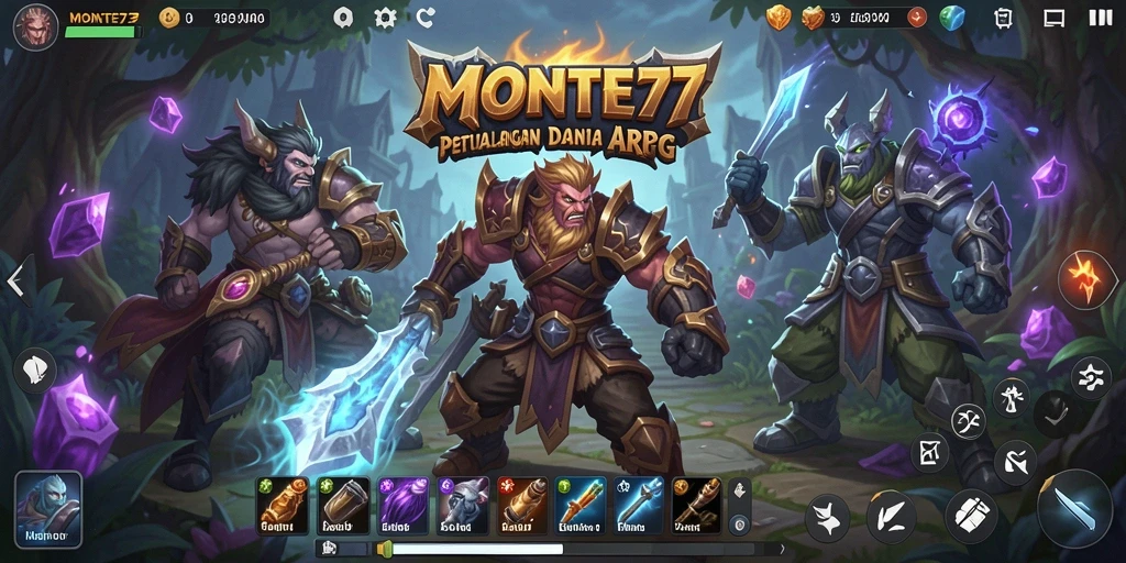 Tampilan gameplay seru dari MONTE77 yang menampilkan pertarungan epik.
