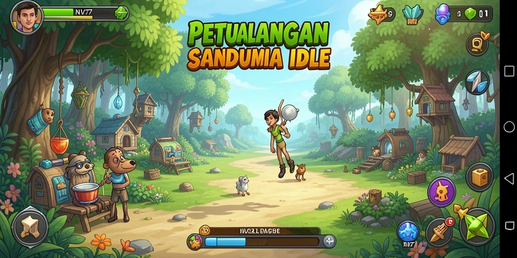 Screenshot NV77 menampilkan gameplay santai dan menarik dengan karakter yang beragam.