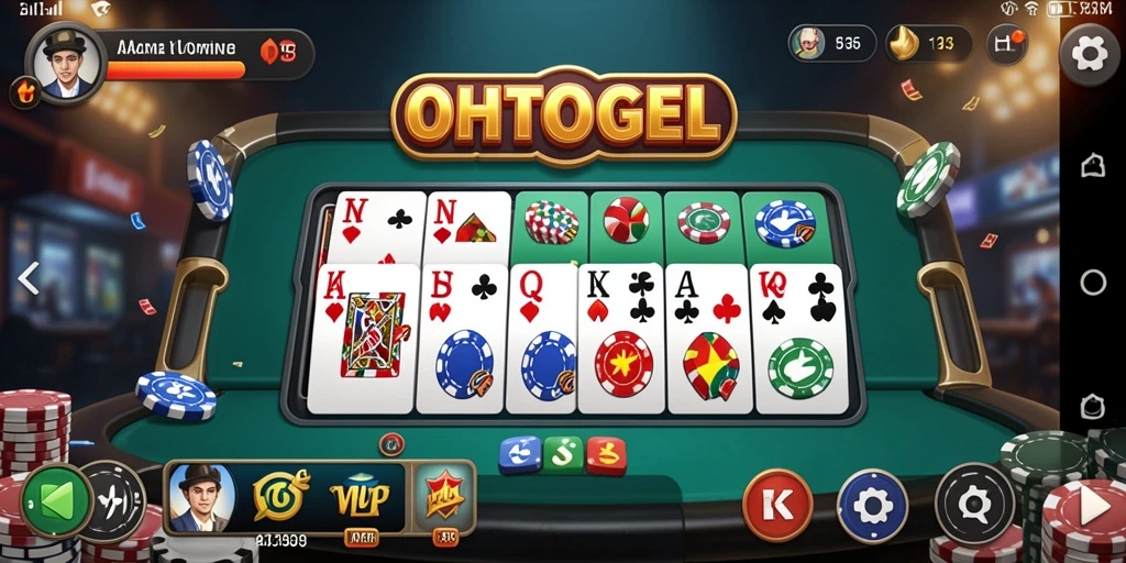 Tampilan gameplay menarik OHTOGEL dengan suasana permainan Domino yang seru.