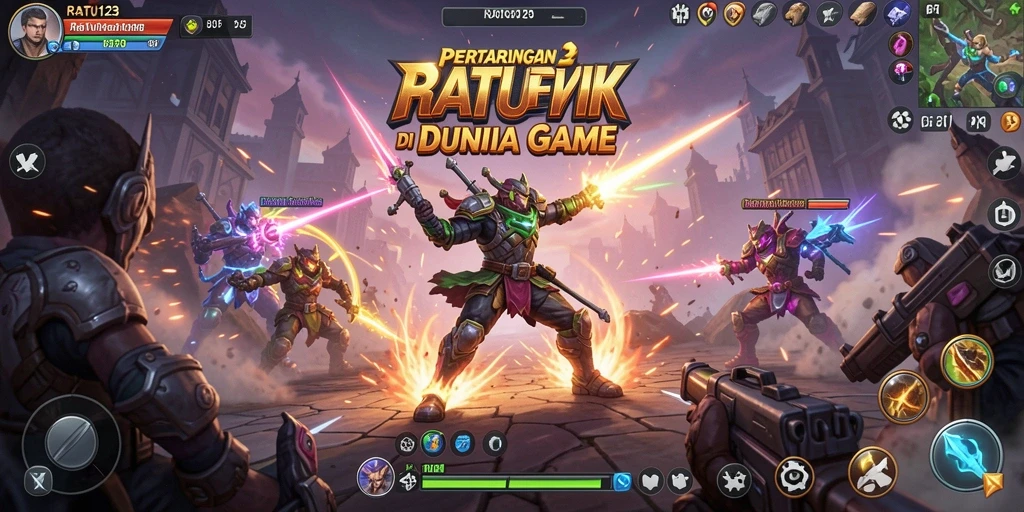 Screenshot menunjukkan aksi pertarungan intens dalam RATU123.