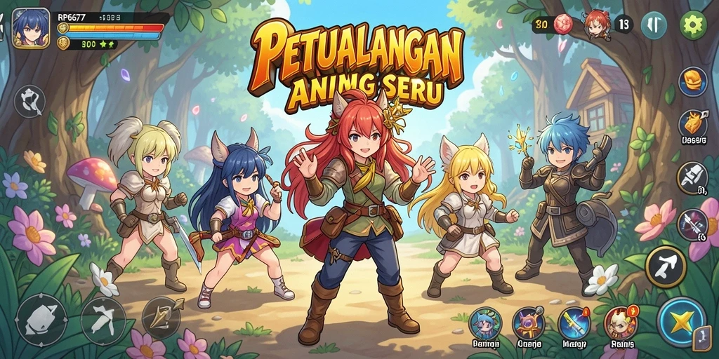 Tampilan menarik dari gameplay RP6677 yang penuh aksi anime.