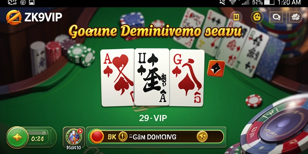 Tampilan gameplay seru dari ZK9VIP dalam permainan Domino.